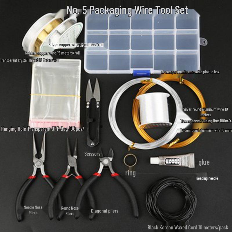 DIY Jewelry Tool & Material Set: Pliers, Glue, Storage Box, Wire, Ear Hooks, and Bracelet Accessories.