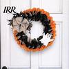 Halloween Wreath 15 Inch for Front Door, Rustic Ruffle with Linen Bow Ghost And Burlap Fireplace Walls Windows Gothic Party Decor Shop Window