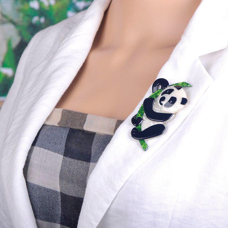 Blucome Cute Bamboo Panda Shape Brooches Pins Acrylic Gunblack Pin Jewelry For Girls Children Hats Scarf Accessories Daily Gifts