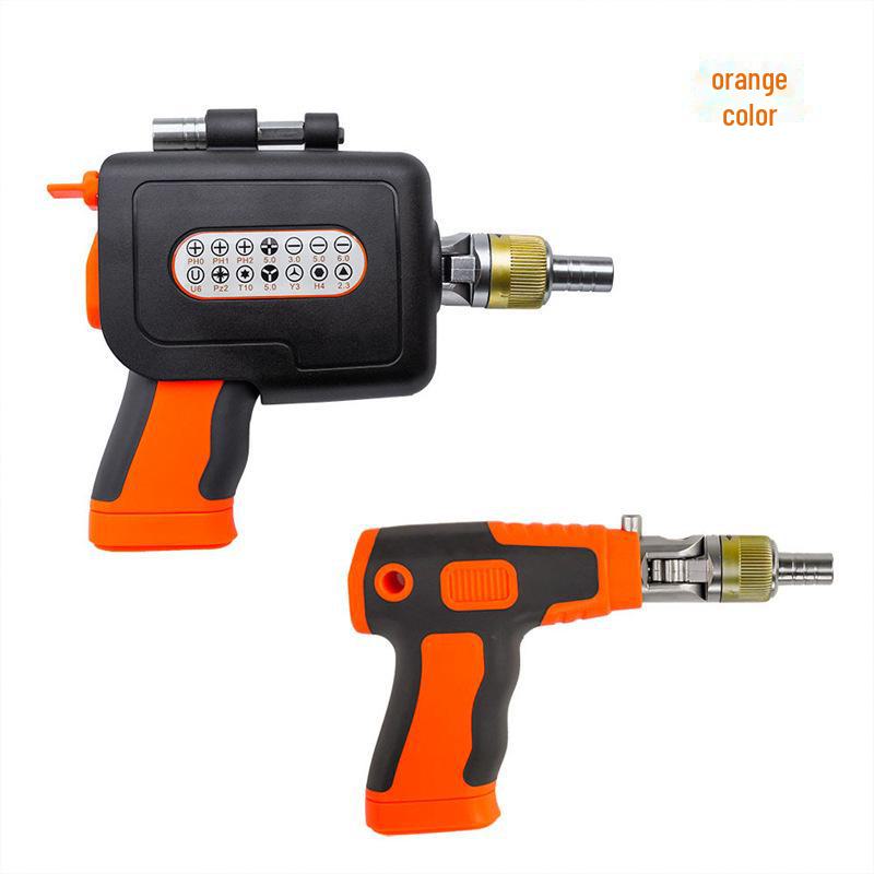 Multi-Angle Ratchet Screwdriver Set with Gun-Shaped Handle and Chrome Vanadium Steel Bits - Versatile Household Repair Tool.
