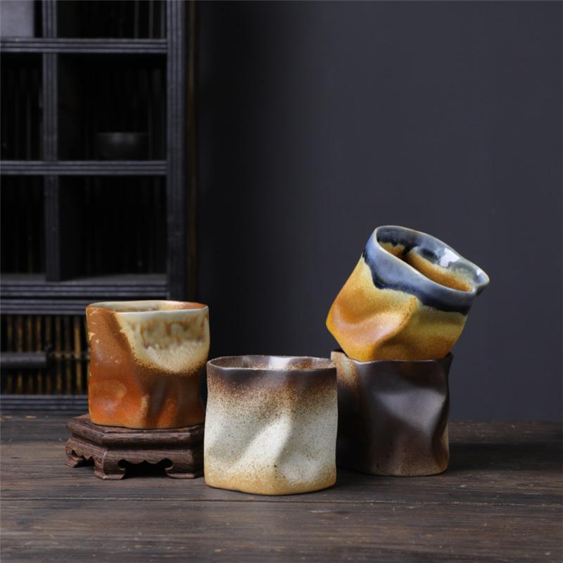 Ceramic Special-Shaped Cup Retro Supply Niche Ceramic Cup Japanese Creative Coffee Cup Coarse Pottery Water Cup