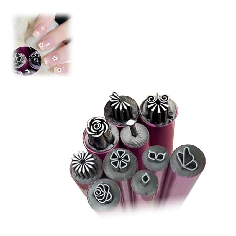 10PCS Nail Art Flower Stamp Pen,Nail Art Stamp Pen Set, Nail Art Stamp Pens DIY Nail Art Tools With Different Patterns