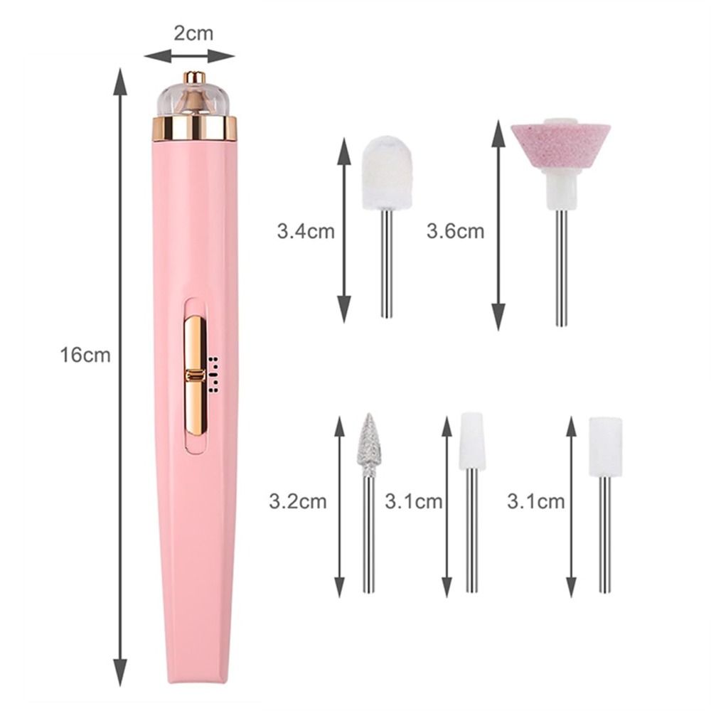 Rechargeable 5 in1 Nail Polishing Machine with LED Light Dual-speed Polishing Electric Nail Grinder 5 Grinding Heads