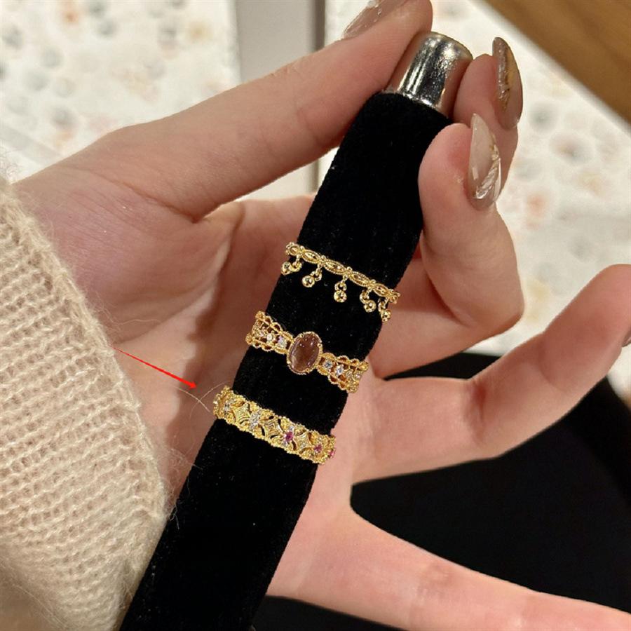 Medieval rattle purple zircon ring light luxury index finger ring retro open ring