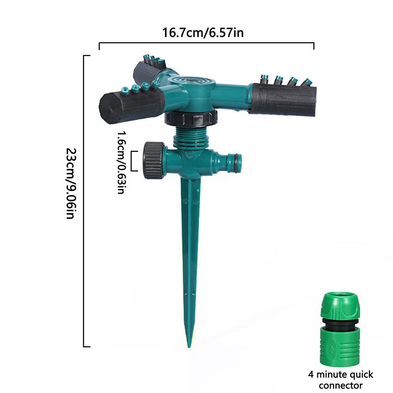

Трехрожковый 360-градусный автоматический вращающийся распылитель воды Насадка для полива газона и сада Ирригационные принадлежности