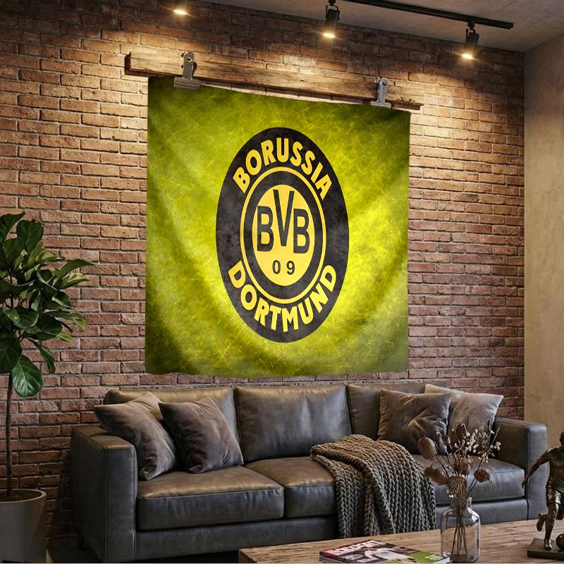 1 szt. Gobelin z logo drużyny piłkarskiej Bvb 09, Gobelin o unikalnym wzorze, Dekoracja ścienna do sypialni, salonu, pokoju zabaw, Ciepłe prezenty świąteczne dla fanów