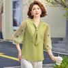 Elegant Chinese Style Chiffon Blouse: Fashionable Summer Wear for Middle-aged Women