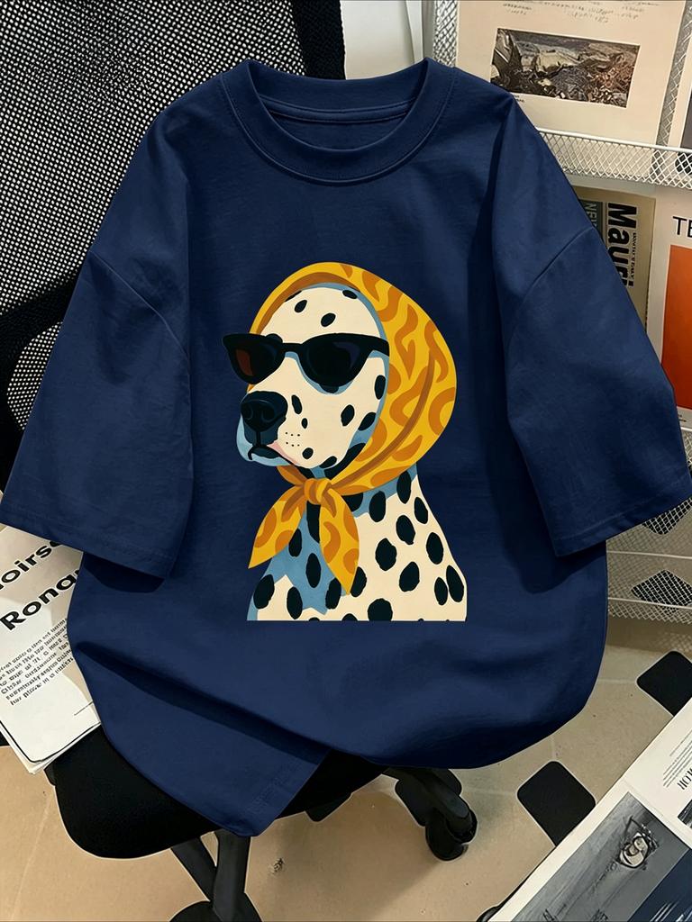 2026 Summer Retro Unisexs Dalmatian Print Tshirt Unisex Cotton And Breathable Short Sleeve Loose Casual Unisex Y2k Streetwear