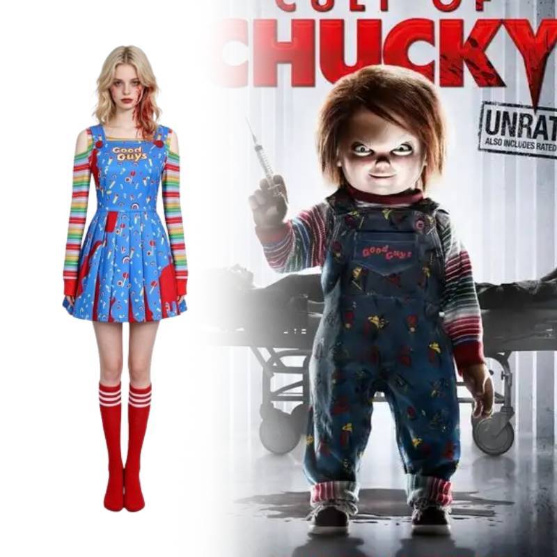 Childs Play Chucky Cosplay Dress With Polyester Fabric For Halloween Costumes