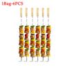 30PCS Barbecue Flat Stick Steel Brazier Wooden Handle Big Flat Stick Outdoor Barbecue Tools Stainless Steel Barbecue Stick