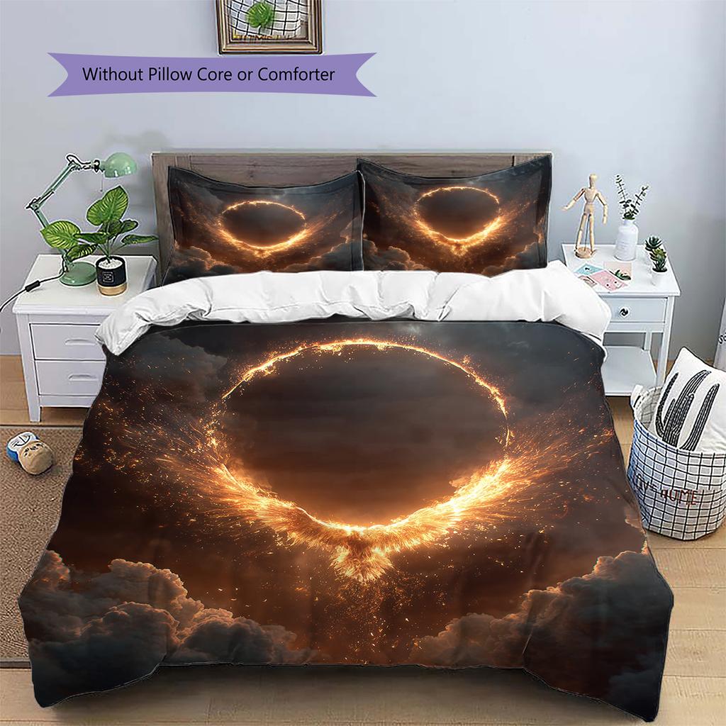 Flame Phoenix  Pattern Bedding Quilt Set Quilt Cover Pillowcase Home Decoration  Gift (1 * duvet cover + 2 * pillowcase, without core)