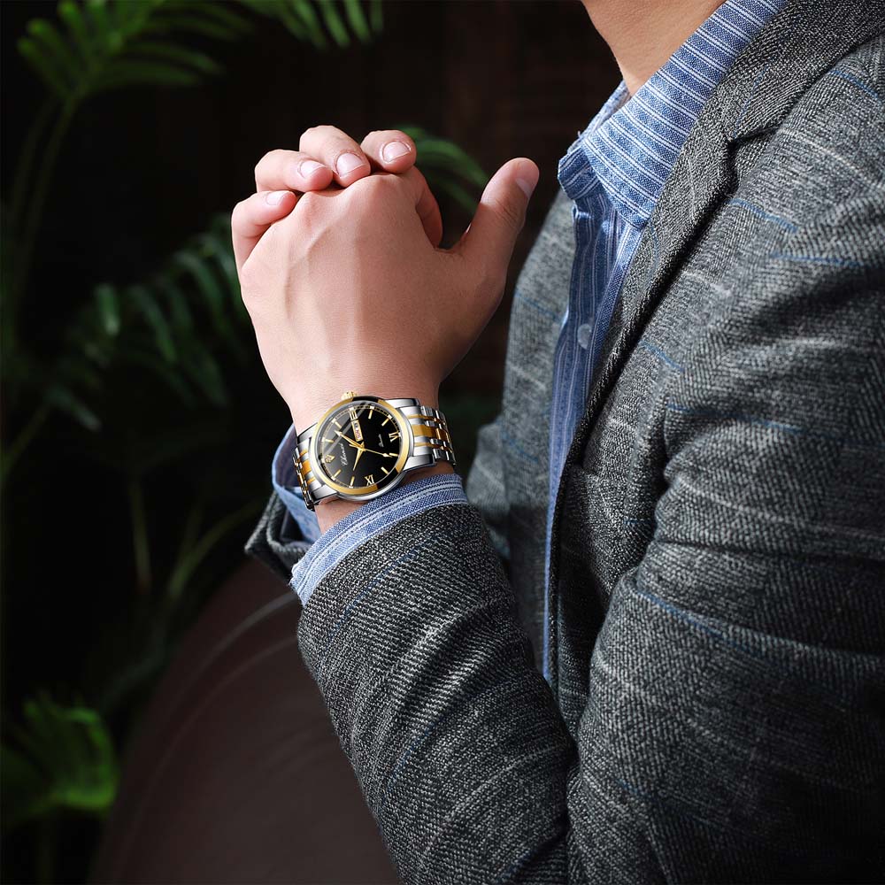CHENXI Men's Quartz Watch Premium Dual Calendar Luminous Waterproof Wristwatch Business-Style Trendy Business Watch