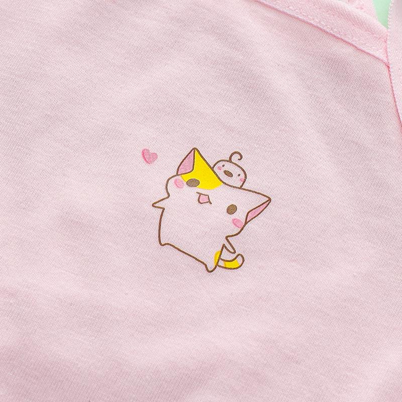 Pinduoduo Girls' Pure Cotton Cartoon Vest Bra - Anti-Protrusion Underwear for Elementary School Students