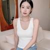 #Early autumn new pure desire to polish the back I-shaped lace vest female slim and thin one-piece with chest pad