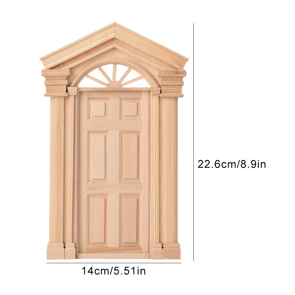 1:12 Doll House Mini Wooden Steepletop Door for Dolls DIY Dollhouse Furniture Accessories
