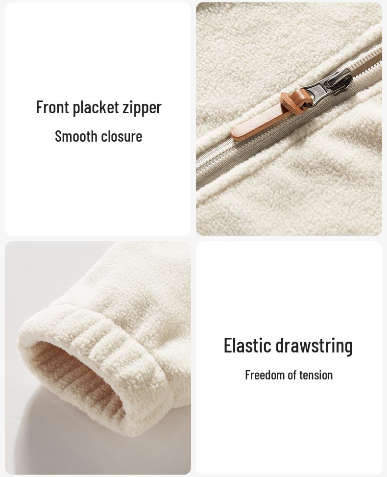 Men's Plus Size Versatile Winter Fleece Jacket with Stand-Up Collar and Windproof Design