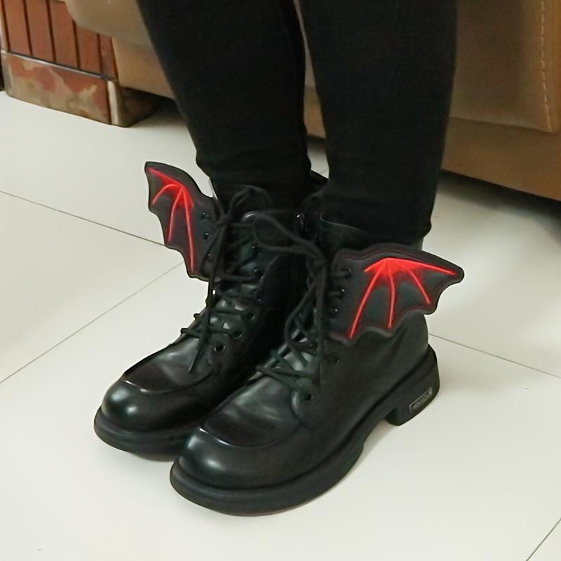 1 Pair Black And Red Bat Shoe Wings Embroidery Diy Charm Decoration For Sneaker Clothing Shoelaces Punk Halloween Gift Accessory