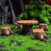 Amosfun Miniature Stump Table and Chair Miniature Model Chair Decorative Mini House Interior Garden Outdoor Resin Set, Figurine, Ornament,