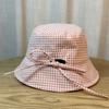 Sweet Green Plaid Bucket Hat Women's Basin Hat Large Brim Sunscreen Bucket Hat
