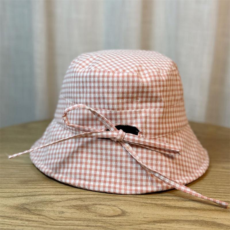 Sweet Green Plaid Bucket Hat Women's Basin Hat Large Brim Sunscreen Bucket Hat