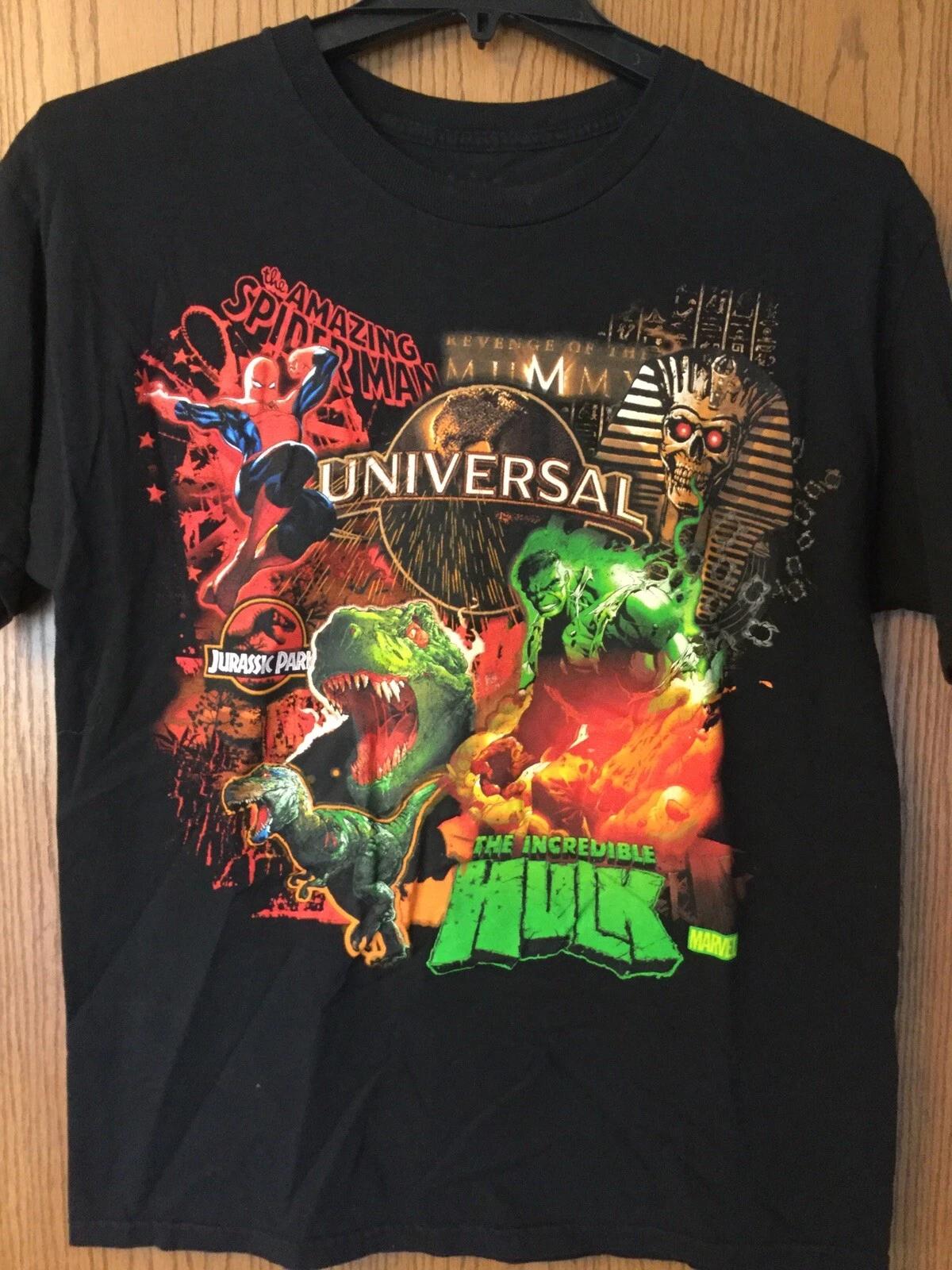 Universal Studios - Spider Man/Hulk, Etc. Black Shirt. L. XL