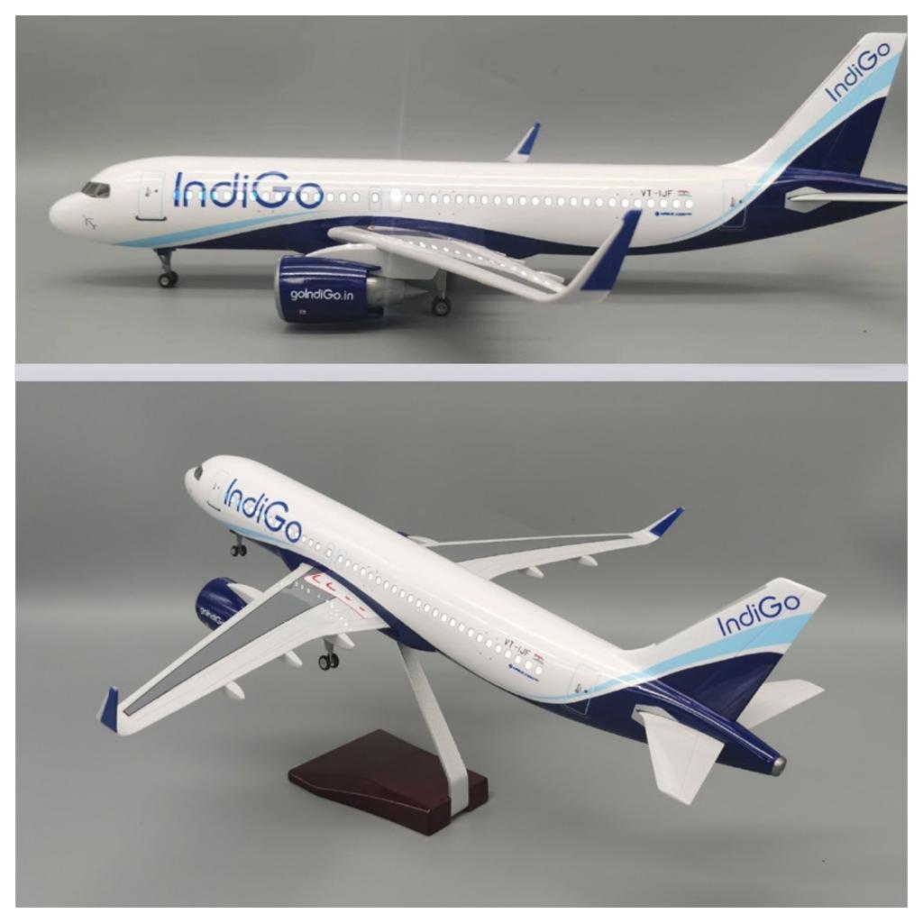 1:80 Scale Model IndiGo Airlines 320neo Air India Aircraft With LED Wheels Collection Display Decoration Home Gifts Fans