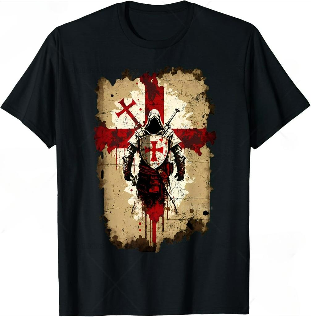 Templar Knight Tees Deus Vault Knight Templar Cross T-shirt Cotton Streetwear Fashion Comfortable Unisex Short Sleeve Casual Top