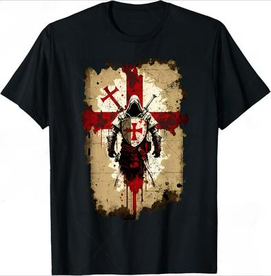 Templářský rytířská trička Deus Vault Templářský křížové tričko Bavlna Streetwear Móda Pohodlné Unisex Krátký rukáv Ležérní top