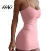 Solid Color Dress Women Slip for Club Party Beach Spaghetti Strap Sheath Slim Fit Bodycon Sleeveless Backless Strappy Summer Mini
