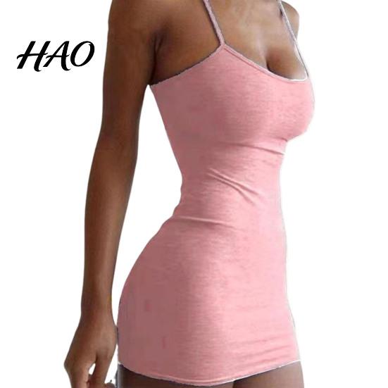 Solid Color Dress Women Slip for Club Party Beach Spaghetti Strap Sheath Slim Fit Bodycon Sleeveless Backless Strappy Summer Mini