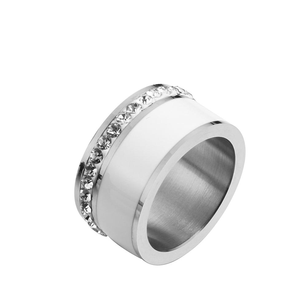 Luxury Black White Resin Ceramic Rings Female  Love Promise Rings Engagement Wedding Bridal Stainless Steel Rings