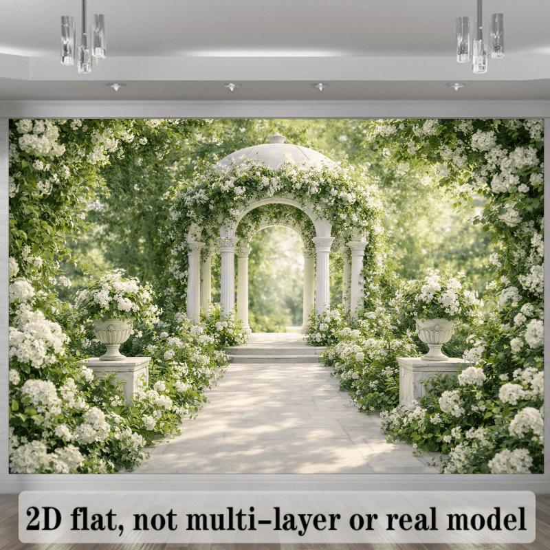 1Pcs Light Luxury White Stone Arch Roses Decoration Background Wedding Backdrop Decorations For Photo Studio Photo Booth Party