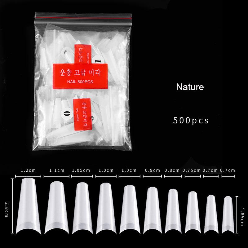 500pcs French Flat Headed False Nail Transparent Nature Acrylic Press On Nails Half Cover Manicure Art Extension Tools