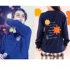 BTS Jimin Permission To Dance Long Sleeve T-Shirt - Bangtan Boys Concert Sweatshirt Navy Blue Flower Print Kpop Merchandise for ARMY Fans