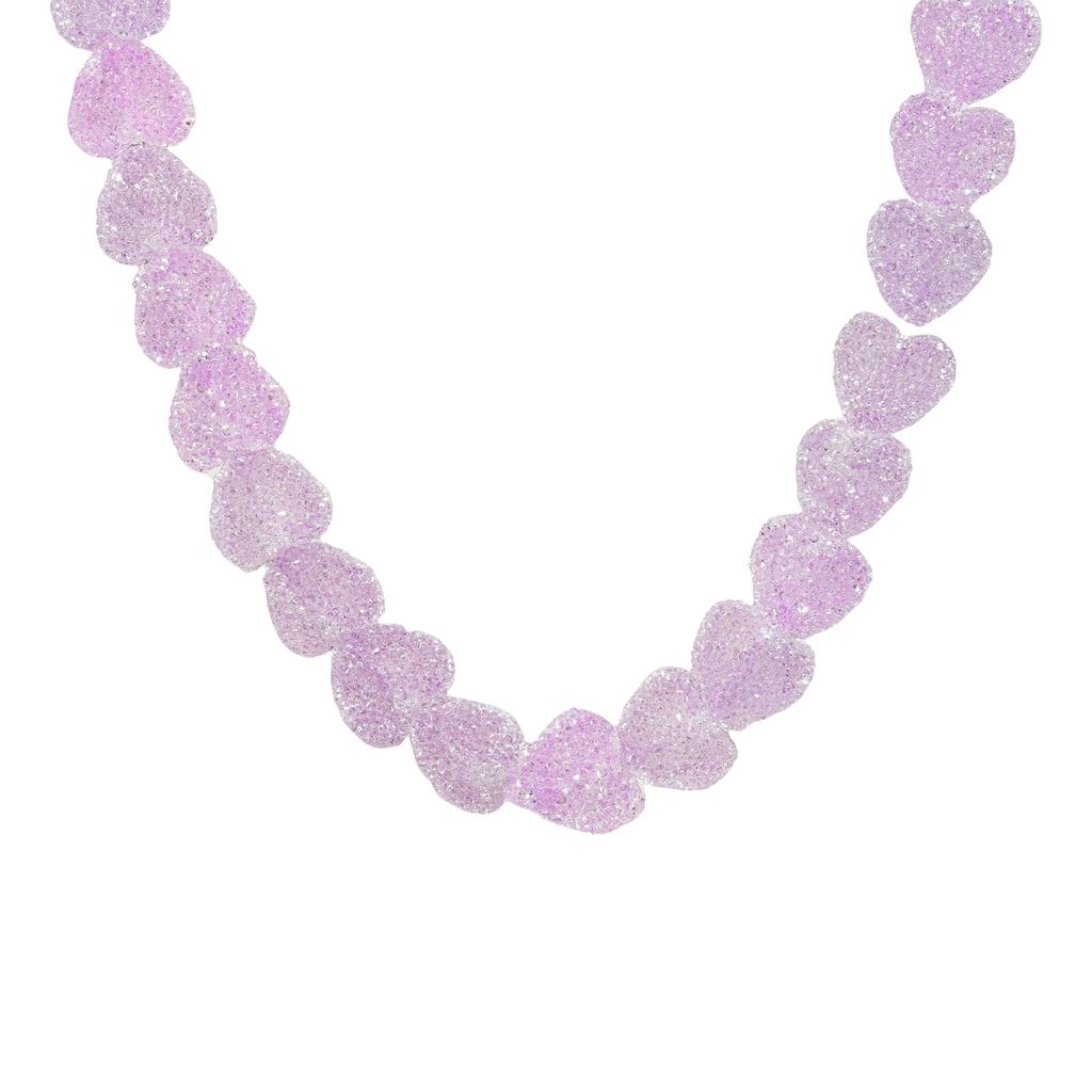 Cute Heart Shaped Resin Pendant Necklace Vibrant Colors Lightweight Comfort Adjustable Chain Accessory For Daily Wear