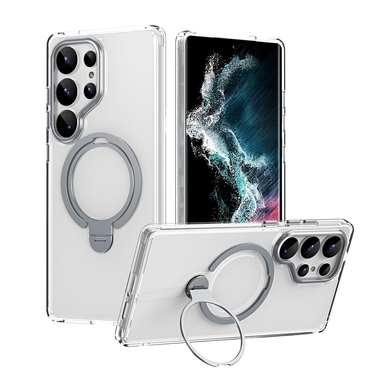 

Чехол для телефона Samsung Galaxy S25 Ultra, совместимый с MagSafe, с подставкой, матовая задняя крышка Transparent