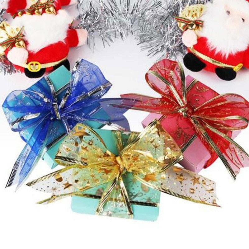 2 Pezzi Nastro Organza Natale DIY Nastri Decorazioni Albero di Natale per Casa Forniture Festa Festiva