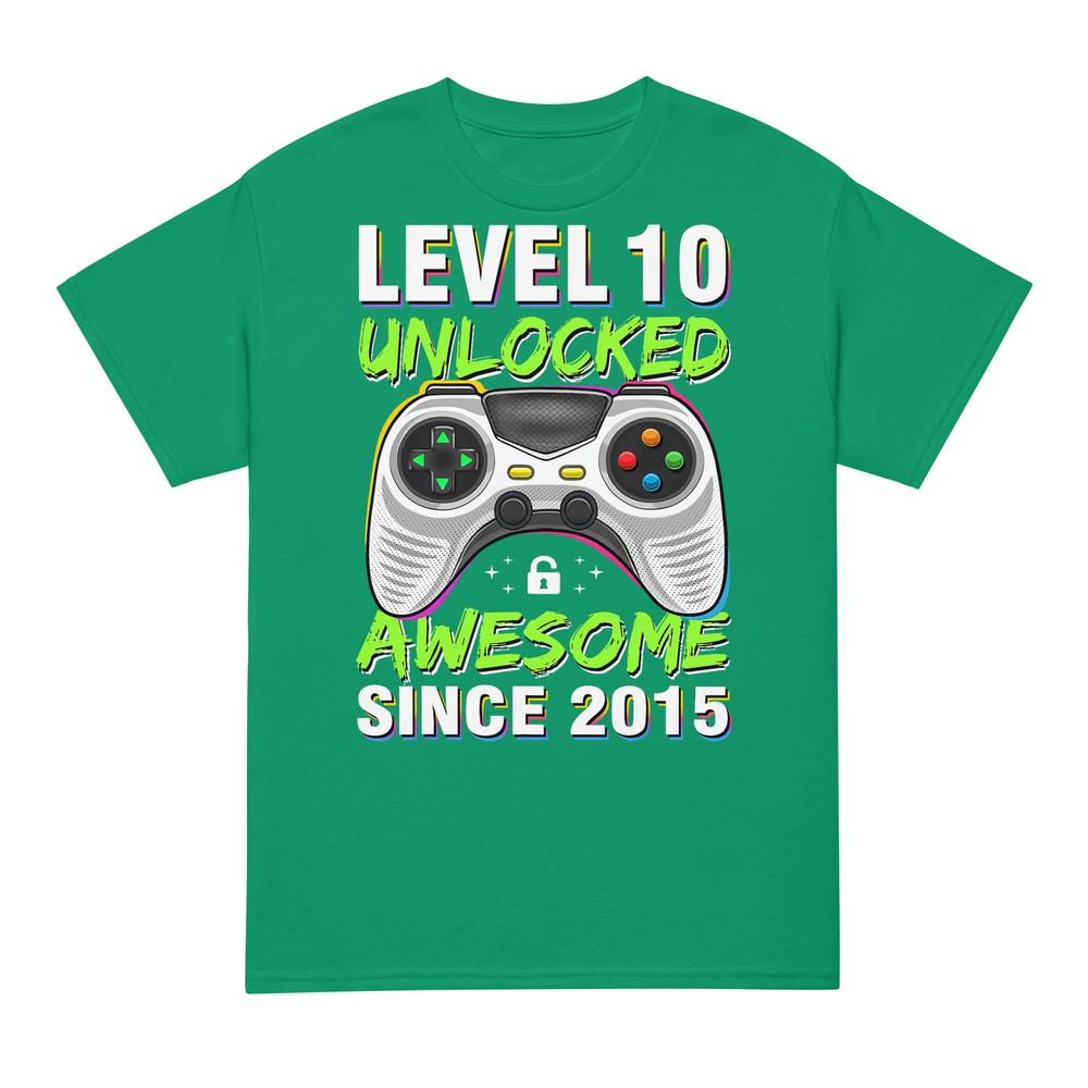 Level 10 Unlocked Awesome Since 2015 10th Birthday Gaming TShirt S