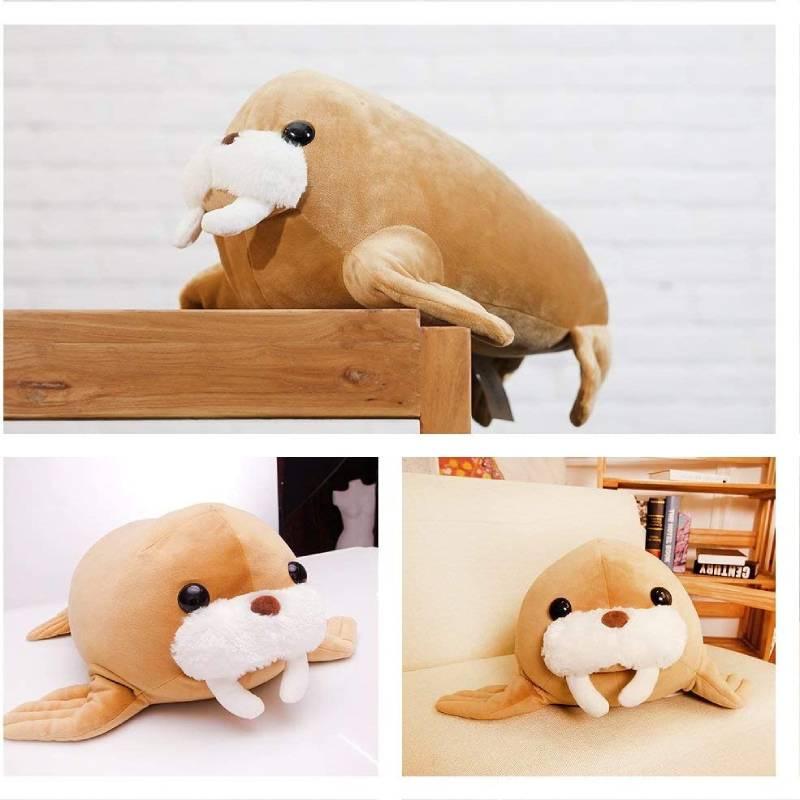 Soft Plush Stuffed Animal Walrus Pillow For Bedroom Or Office Decor