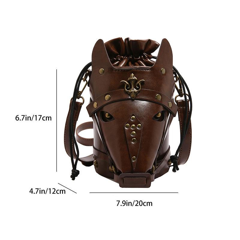 Funny Shoulder Bag Vintage Style Creative Horse Head Mask Bucket Bag Unique Niche Single Shoulder Crossbody Bag for Women