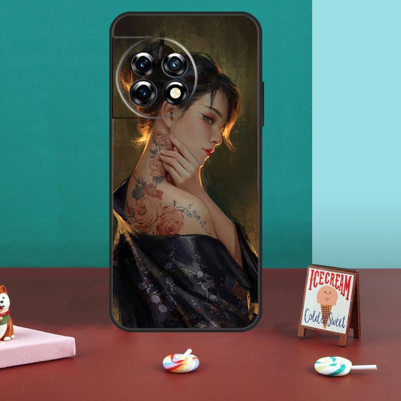 Japanese Art Kimono Tattoo Case For OnePlus 11 10T 10R 8T 8 9 10 Pro Cover For OnePlus Nord 3 2T CE 2 Lite N10 N20 N30