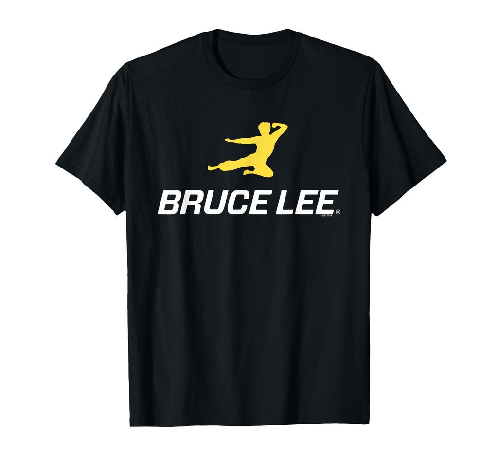 Bruce Lee White Text Yellow Kung Fu Kick T-Shirt