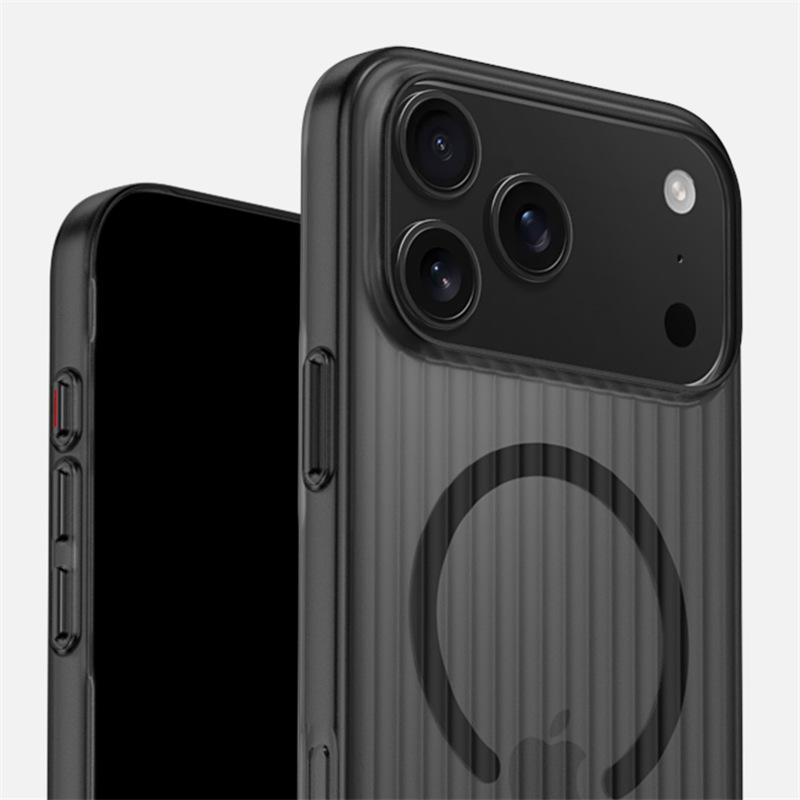 Applicable to iPhone17ProMax mobile phone case corrugated grating magnetic suction Apple 16Pro Ice Mist 15 protective case