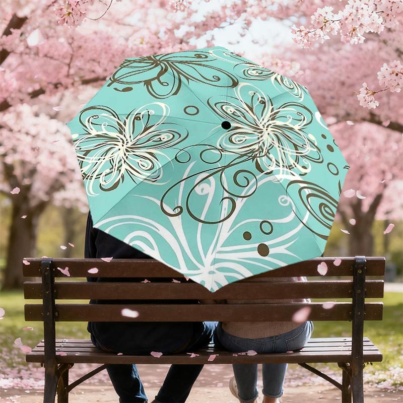 1PC Floral Pattern Umbrella-8-Rib Reinforced Portable Folding Travel Suitable for All Seasons Outdoor Daily Use Is an Ideal Choice -F325