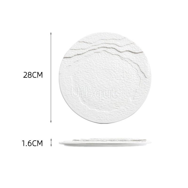 white round Ceramic creative Dinner steak Plate Irregular Texture Dessert Dish Snack Pasta Flat Restaurant Specialty Tableware