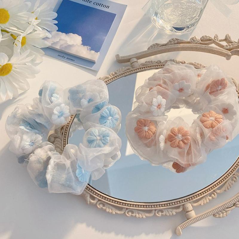 

Sweet Embroidery Flowers Mesh Women Romantic Pink Rope рожевий