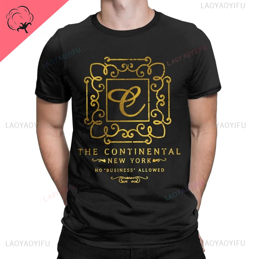 The Continental Hotel Creative Tees Short Sleeve John Wick T Shirts O Neck Casual Shortsleev Graphic Printed Men TShirts Tops