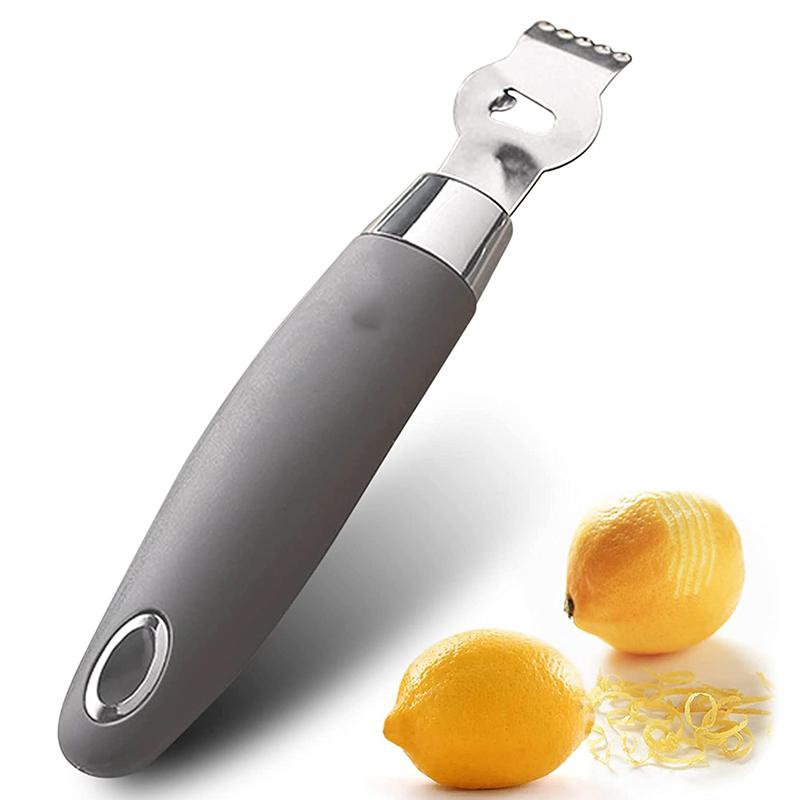 

Lemon Citrus Zester Tool Cheese Grater for kitchenaid-Multipurpose grooved channel knife scraper,Stainless steel blade сірий колір