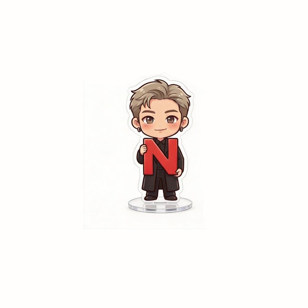 BTS TXEINVF Niedlicher Cartoon Acryl-Aufsteller, Bangtan Boys Cartoon-Figuren-Display mit Buchstaben, Kpop ARMY Fans Schreibtischdekoration