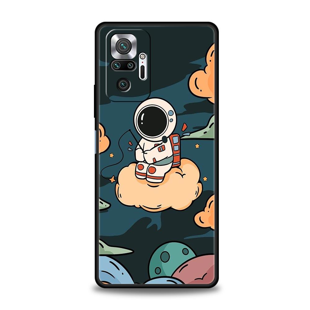 Cartoon Cute Cosmonaut Phone Case Cover for Redmi 14C 10C Note 15 14 13 12 10 11 K40 Pro Plus 5G Shockproof Soft TPU Shell Bags